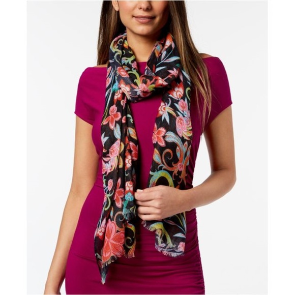 Echo Accessories - Echo Sea Life Black Floral Scarf